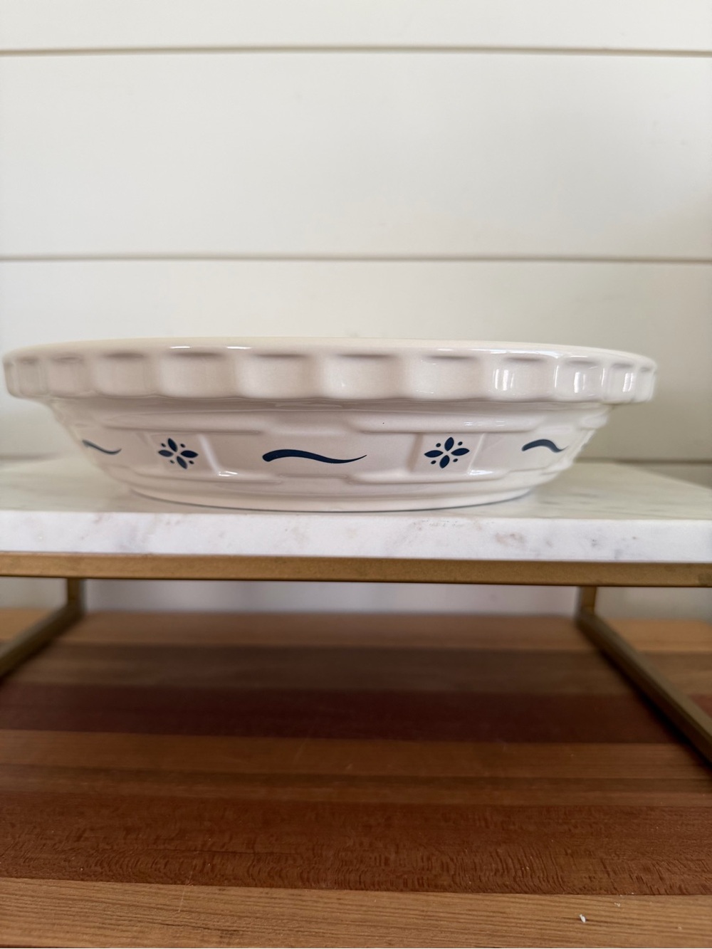 Longaberger Pottery Woven Traditions Pie Dish Heritage Blue